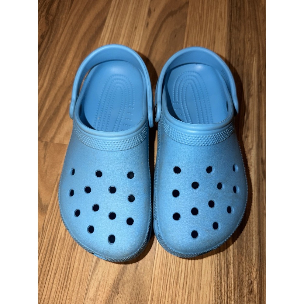 Crocs Kids Youth‎ Unisex Boys Girls J3 3 Classic Clog Baby Carolina Blue EUC